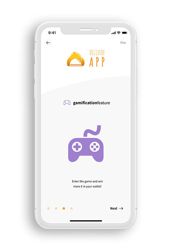 Screen presenting the gamification features