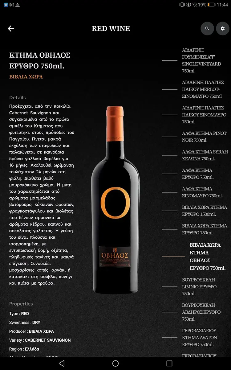 Wine List-red wine information